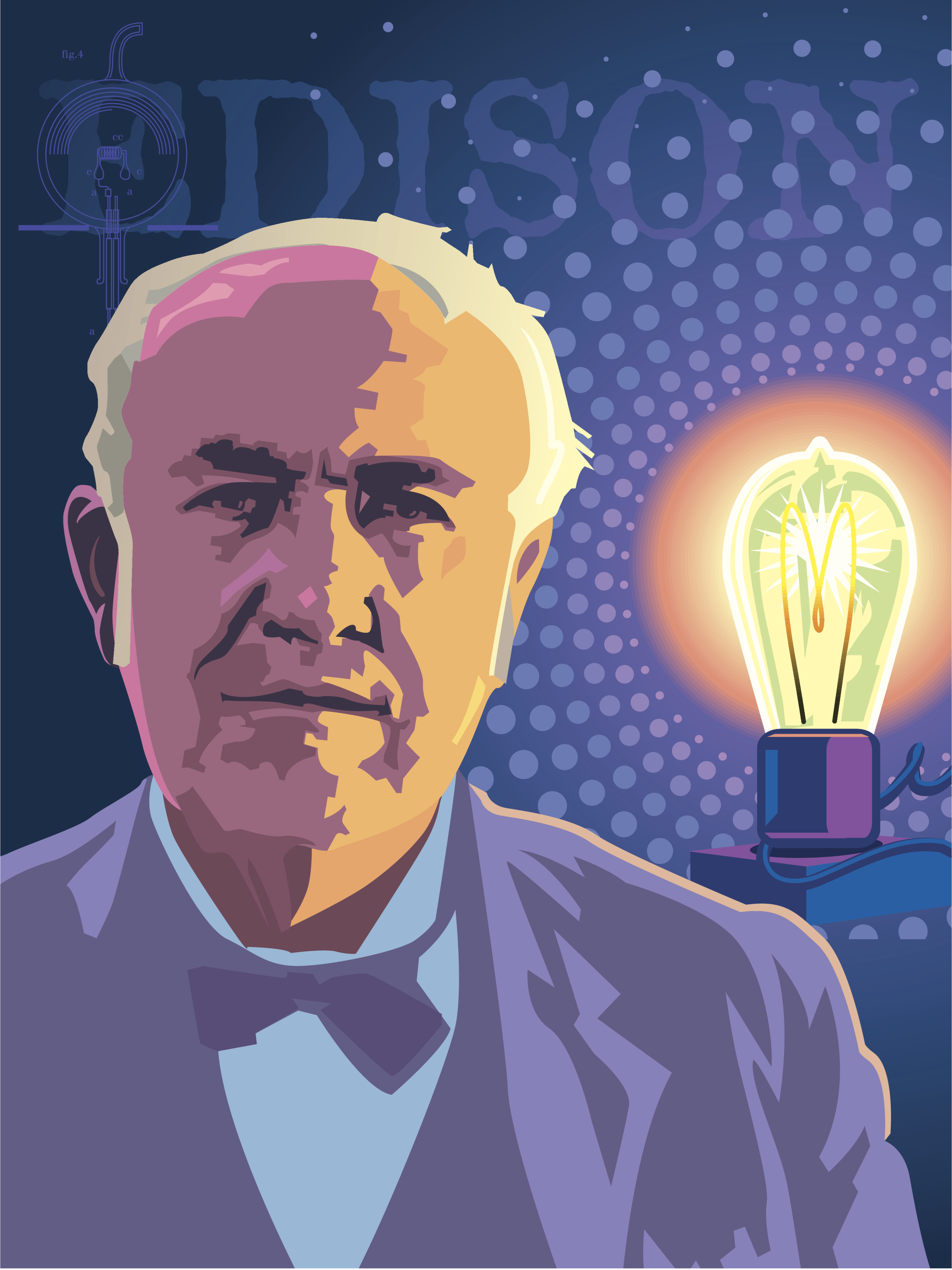 Эдисон анимация. Thomas Alva Edison Art.