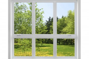 Spring landscape seen through the window