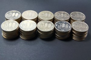 Japanese 500 yen coins