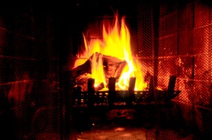 Wood burning in fire place