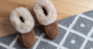 Warm slippers on a rug