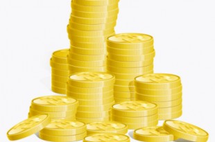 Digital illustration of stacks of gold coins