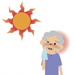 It is an illustration of the likely elderly become heatstroke in the heat.