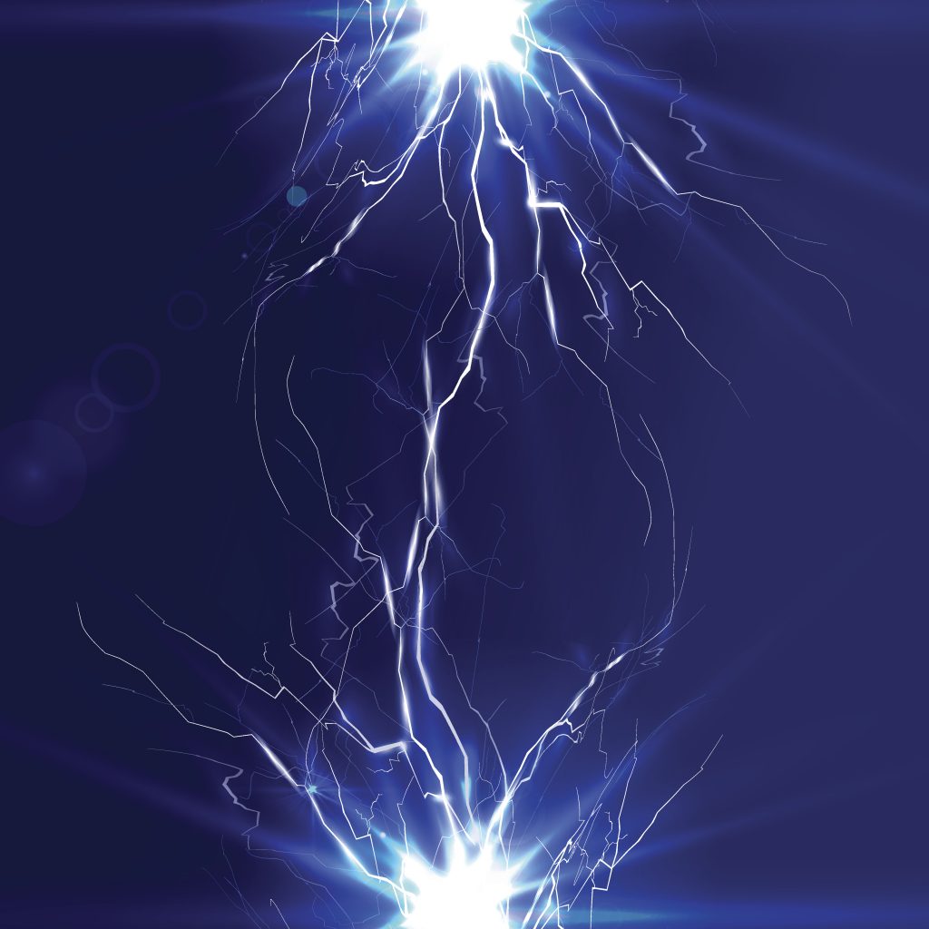 The discharge of electricity, lightning and vector illustration